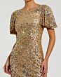 Mac Duggal 6118 Flutter Sleeve Gold Sequin Dress