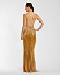 Mac Duggal 6170 Gold Nude High Slit Halter Neckline Dress