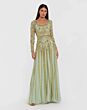 Mac Duggal 6201 Long Sleeve Beaded A-Line Sage Dress