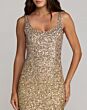 Mac Duggal 6219 Sleeveless Scoop Neck Sequined Gold Dress