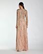 Mac Duggal 6235 A-Line Beaded Long Sleeve Mocha Dress