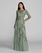 Mac Duggal 6238 Long Sleeve Illusion Neck A-Line Dress