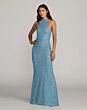 Mac Duggal 6259 Cowl Back Fitted Halter Sequined Dress