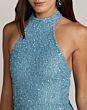 Mac Duggal 6259 Cowl Back Fitted Halter Sequined Dress
