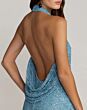 Mac Duggal 6259 Cowl Back Fitted Halter Sequined Dress