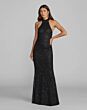 Mac Duggal 6259 Cowl Back Fitted Halter Sequined Dress