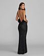 Mac Duggal 6259 Cowl Back Fitted Halter Sequined Dress