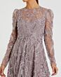 Mac Duggal 68910 Illusion Neck A-Line Mauve Dress