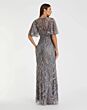 Mac Duggal 68918 Flutter Sleeve Slim-Flare Charcoal Dress