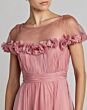 Mac Duggal 68966 Sheer Cap Sleeves Ruched Bodice Chiffon Dress
