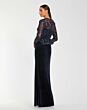 Mac Duggal 69017 Midnight Blue Peplum Long Sleeve Dress