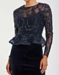 Mac Duggal 69017 Midnight Blue Peplum Long Sleeve Dress