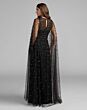 Mac Duggal 69025 Cape Sleeve Pearl Embellished Black Ivory Dress