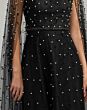 Mac Duggal 69025 Cape Sleeve Pearl Embellished Black Ivory Dress