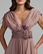 Mac Duggal 69089 Batwing Sleeve Mocha A-Line Dress