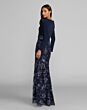 Mac Duggal 69122 Long Sleeve V-Neck Midnight Dress