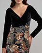 Mac Duggal 69223 Black Multicolor Long Sleeve V-Neckline Dress