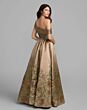 Mac Duggal 69237 Beige Multicolor Floral Brocade A-Line Dress