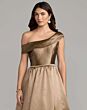 Mac Duggal 69237 Beige Multicolor Floral Brocade A-Line Dress