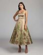 Mac Duggal 69238 Gold Floral Midi with Pocket Dress
