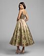 Mac Duggal 69238 Gold Floral Midi with Pocket Dress