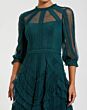 Mac Duggal 8251 Ruffled A-Line Bishop Sleeve Teal Dress
