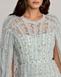 Mac Duggal 8444 A-Line Cape Sleeve Seafoam Dress