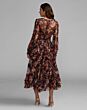 Mac Duggal 8509 Chocolate Multicolor Floral Long Sleeve Midi Dress