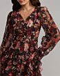 Mac Duggal 8509 Chocolate Multicolor Floral Long Sleeve Midi Dress