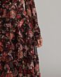 Mac Duggal 8509 Chocolate Multicolor Floral Long Sleeve Midi Dress