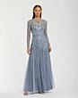 Mac Duggal 9357 A-Line Long Sleeve Blue Dress