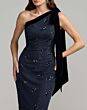 Mac Duggal 94144 Midnight Blue Beaded One Shoulder Dress