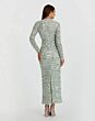 Mac Duggal 94194 High Neck Long Sleeve Jade Beaded Dress