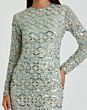 Mac Duggal 94194 High Neck Long Sleeve Jade Beaded Dress