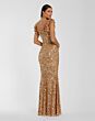 Mac Duggal 94279 Flutter Sleeve Square Neck Sequin Gold Dress