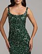 Mac Duggal 94441 Emerald Green Sequin Midi Dress