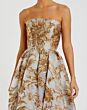 Mac Duggal 9920716P Pleated Brocade Skirt Strapless Bronze Dress