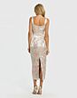 Mac Duggal 9920725P Champagne Multicolor Back Slit Midi Dress