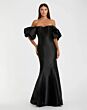 Mac Duggal 9950677P Midnight Blue Puff Sleeve Off The Shoulder Dress