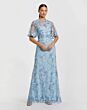 Mac Duggal 9968810P Flutter Sleeve Jewel Neckline Floral Dress