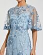 Mac Duggal 9968810P Flutter Sleeve Jewel Neckline Floral Dress