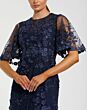 Mac Duggal 9968810P Flutter Sleeve Jewel Neckline Floral Dress