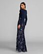 Mac Duggal 9969122P Midnight Multicolor Long Sleeve V-Neckline Dress