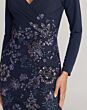 Mac Duggal 9969122P Midnight Multicolor Long Sleeve V-Neckline Dress