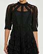 Mac Duggal 998058P Elbow Sleeve High Neckline Midi Dress