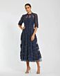 Mac Duggal 998058P Elbow Sleeve High Neckline Midi Dress