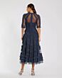 Mac Duggal 998058P Elbow Sleeve High Neckline Midi Dress