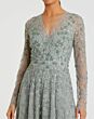 Mac Duggal 9131 Floral Appliques Long Sleeve Dress