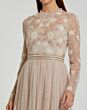 Mac Duggal 9132 Floral Bodice Long Sleeve Dress