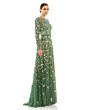 Mac Duggal 5533 Floral Beadwork Long Sleeve Dress